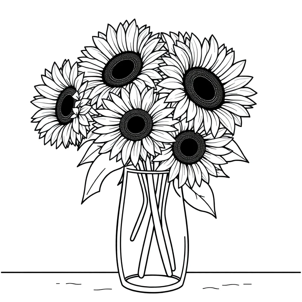 Flowers coloring page preview