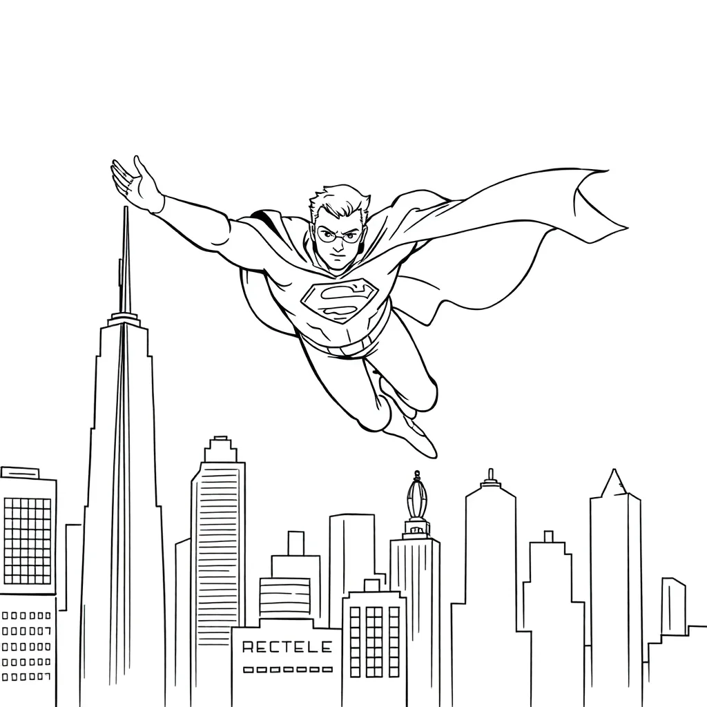 Superheroes coloring page preview